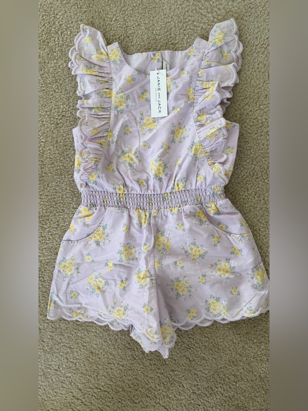Janie and Jack Lavender and Yellow Floral Ruffle Romper